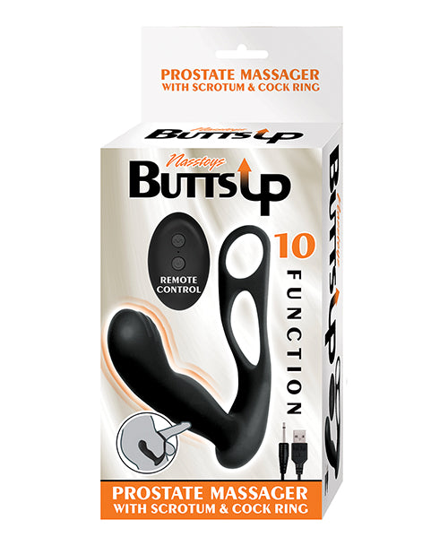 Butts Up Butts Up Prostate Massager w/Scrotum &amp; Cockring - Black