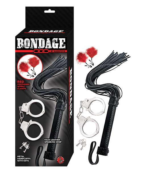 Nasstoys Bondage by Nasstoys Whip &amp; Cuff Set - Red