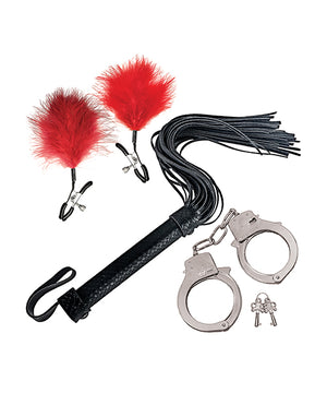 Nasstoys Bondage by Nasstoys Whip &amp; Cuff Set - Red - Image 4