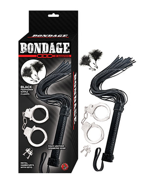 Nasstoys Bondage by Nasstoys Whip &amp; Cuff Set - Black