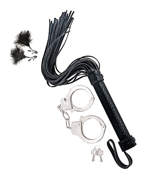 Nasstoys Bondage by Nasstoys Whip &amp; Cuff Set - Black - Image 2