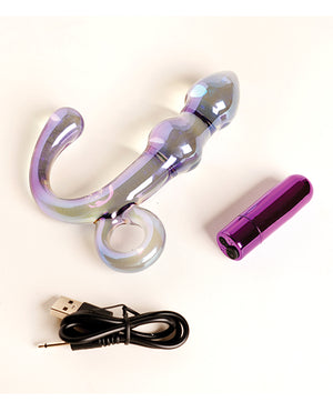 Cristal Orchid Pulse Glass Dildo w/Removable Bullet Vibe - Purple - Image 4