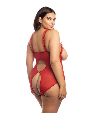 RSVP by Oh la la Cheri Lace Open Cup &amp; Crotchless Teddy Red QN - Image 3