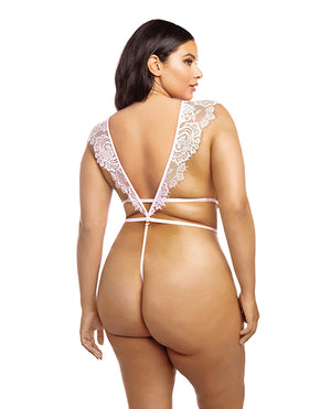 RSVP by Oh la la Cheri Imani Eyelash Lace Soft Cup High Leg Teddy Pink Tulle 1X/2X - Image 2