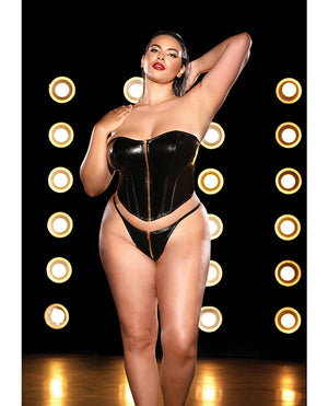 Fetish by Oh la la Cheri FETISH Rider Vinyl Bustier w/Front Zipper &amp; Panty Black 2X - Image 5