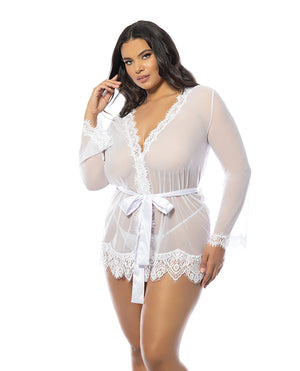 Oh La La Cheri Provence Short Robe - White 1X/2X - Image 3