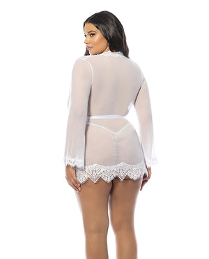 Oh La La Cheri Provence Short Robe - White 1X/2X