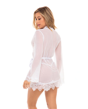 Oh La La Cheri Provence Short Robe - White S/M - Image 2