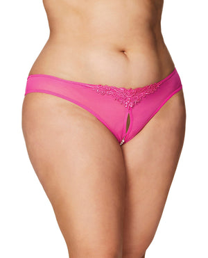 RSVP by Oh la la Cheri Crotchless Thong w/Pearls Hot Pink 3X/4X - Image 2