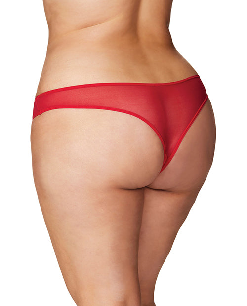 RSVP by Oh la la Cheri Crotchless Thong w/Pearls Red 1X/2X - Image 2