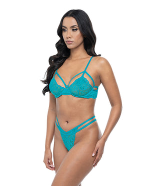 Oh La La Cheri Raya Lace Underwire Bra w/Panty 2 pc Set - Beach Blue L/XL - Image 2