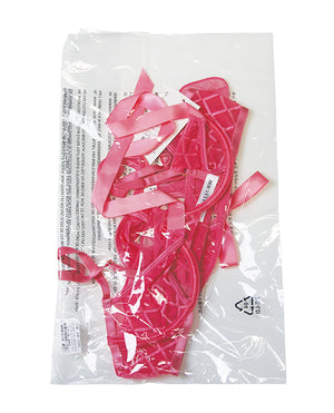Oh La La Cheri Aubrielle Diamond Mesh Underwire Bra w/Thong 2 pc Set - Pink XL - Image 4
