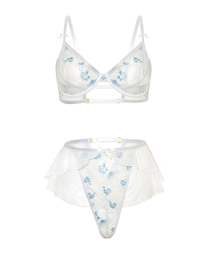 Oh La La Cheri Elena Floral Embroidered 2 pc Set w/Skirted Bottom - White SM - Image 5