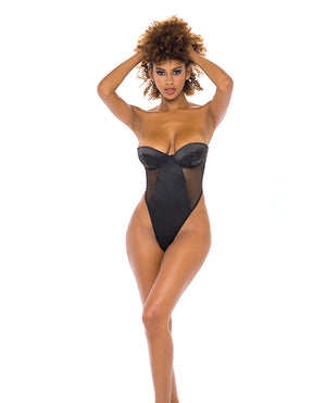 RSVP by Oh la la Cheri Josephine High Leg Teddy w/Removable Fishnet Collared Harness Black LG - Image 3