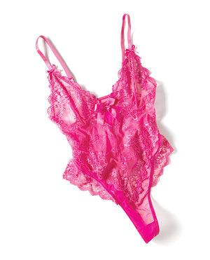 Oh La La Cheri Valentine Lace Teddy w/Bow Details - Rose 3X/4X - Image 5