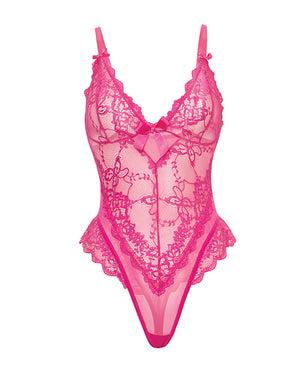Valentine Lace Teddy w/Bow Details - Rose XL - Image 5