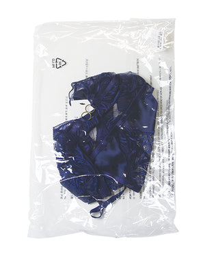 Davina V-Plunge Embroidered Teddy w/Double Ring Charm - Navy LG - Image 5