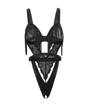 Oh La La Cheri Annika Open Cup Teddy w/Fringe Detail - Black L/XL - Image 4