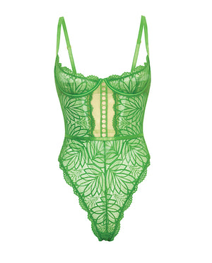 Oh La La Cheri Raine Underwire Shelf Cup Lace Teddy w/Decorative Trim Insert - Green S/M - Image 5