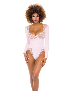 RSVP by Oh la la Cheri Maria Ribbed Knit &amp; Lace Teddy Crystal Rose XL - Image 3