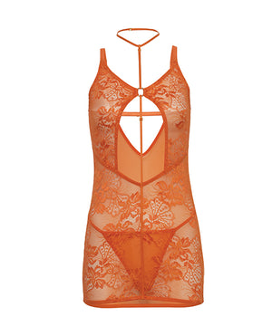 Oh La La Cheri Presley Lace Babydoll w/G-String 2 pc Set - Dragon Fire Orange S/M - Image 4