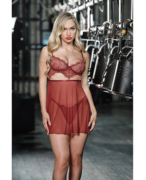 Oh La La Cheri Arielle Unlined Underwire Lace Babydoll w/G-String - Burgundy L/XL - Image 4