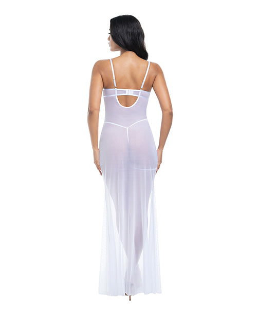 Oh La La Cheri Livia Dot Mesh &amp; Lace Underwire Gown &amp; Garter 2 pc Set - White L/XL - Image 2