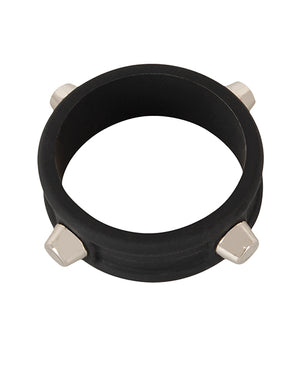 Rebel Cock Ring w/Studs - Black - Image 2