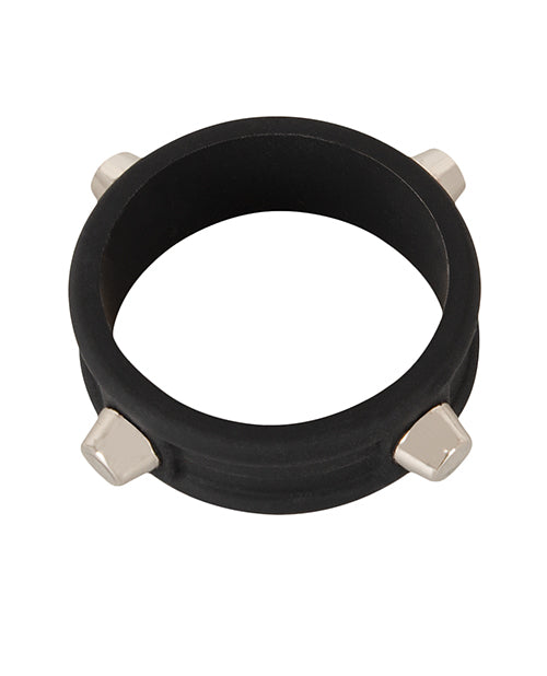 Rebel Cock Ring w/Studs - Black - Image 2