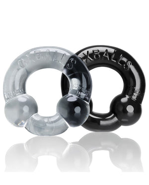 Oxballs Oxballs Ultraballs Cock Rings - Black/Clear Pack of 2