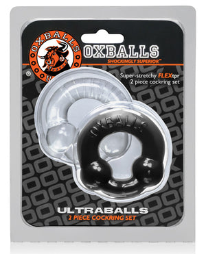 Oxballs Oxballs Ultraballs Cock Rings - Black/Clear Pack of 2 - Image 2