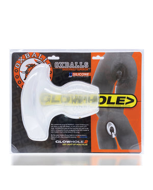 Oxballs Oxballs Glowhole 1 Hollow Buttplug w/LED Insert Small - Clear - Image 5