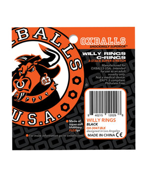 Oxballs Oxballs Willy Rings - Black Pack of 3 - Image 2