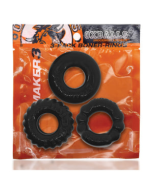 Oxballs Oxballs Bonemaker 3 Pack Cockring Kit - Black - Image 4
