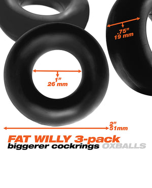 Oxballs Oxballs Fat Willy 3 Pack Jumbo Cock Rings - Black - Image 4