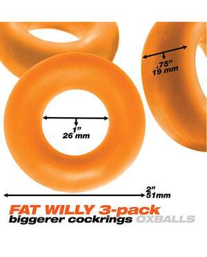 Oxballs Oxballs Fat Willy 3 Pack Jumbo Cock Rings - Orange - Image 4