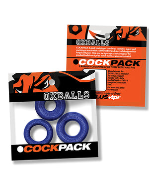 Oxballs Oxballs Cockpack Multi Design 3 Pack Cockrings - Blue Fire - Image 4