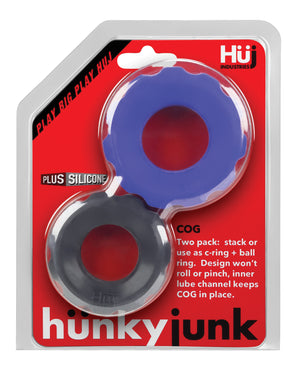 Hunky Junk Hunky Junk Cog Ring 2 Size Double Pack - Cobalt &amp; Tar Pack of 2 - Image 4