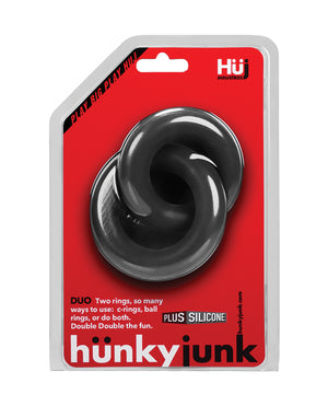 Hunky Junk Hunky Junk Duo Linked Cock &amp; Ball Rings - Tar - Image 4