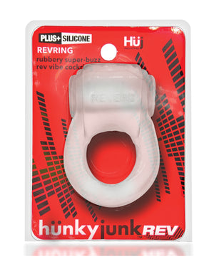 Hunky Junk Hunky Junk Revring Cock Ring w/Vibe - Clear w/Blue Vibe - Image 5