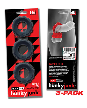 Hunky Junk Hunky Junk Super Huj 3 Pack Cockrings - Tar Ice - Image 4