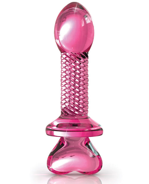 Icicles Icicles No. 82 Hand Blown Glass Butt Plug - Ribbed/Pink