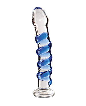 Icicles Icicles No. 5 Hand Blown Glass Massager - Clear w/Blue Swirls - Image 3