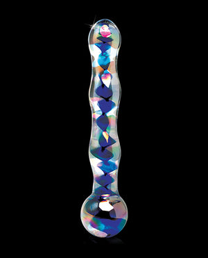 Icicles Icicles No. 8 Hand Blown Glass Massager - Clear w/Inside Blue Swirls - Image 4