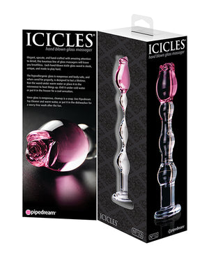 Icicles Icicles No. 12 Hand Blown Glass Massager - Clear w/Rose Tip - Image 2