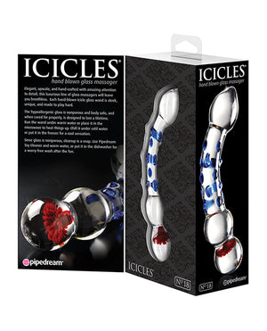Icicles Icicles No. 18 Hand Blown Glass Massager - Clear w/Blue Knobs - Image 2