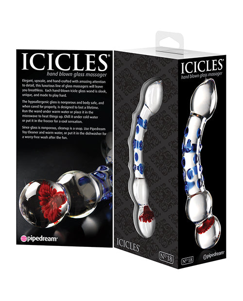 Icicles Icicles No. 18 Hand Blown Glass Massager - Clear w/Blue Knobs - Image 2