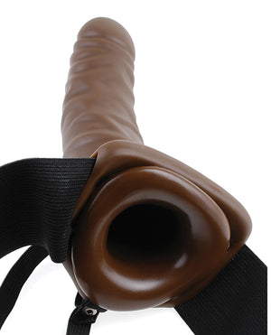 Fetish Fantasy Series Fetish Fantasy Series 8" Vibrating Hollow Strap On - Brown - Image 5