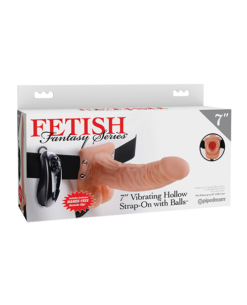 Fetish Fantasy Series Fetish Fantasy Series 7" Vibrating Hollow Strap On w/Balls - Flesh - Image 2