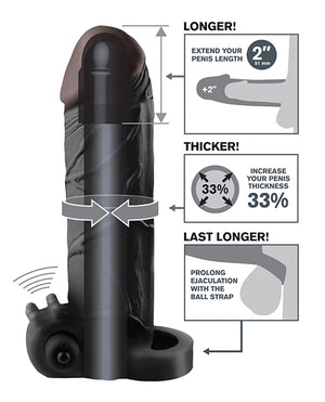 Fantasy X-tensions Fantasy X-tensions Vibrating Real Feel 2" Extension w/Ball Strap - Black - Image 3